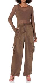 The Drop Satin Cargo Pants Brown Size L Photo 0
