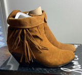 Sam Edelman Cocoa Suede Fringe ankle boots size 6.5‎ Photo 0