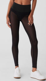 Alo Airlift Mesh High-Waist Track Star Leggings Black Sheer See-Through Hi-Rise Photo 0