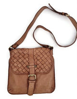 Civico 93 Genuine Leather‎ Woven Flap Crossbody Bag Brown Made in Italy Photo 0
