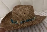 Neutral cream brown cowgirl hat with beading Photo 0