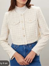 Toccin X Rtr. Off White Tweed Jacket Cropped Medium Gold Photo 0