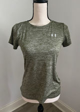 Under Armour Green Fitted Performance T-Shirt XS HeatGear Tech Short Sleeve‎ Tee Fit Girl Gym Photo 0
