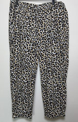 J. Crew Women Linen Cotton Pants 14 Leopard Coastal Lagenlook Summer Casual‎ Photo 0