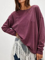 NWOT Free People We The Free Nina Long-Sleeve Tee - maroon wine - XS Photo 0