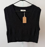 Natural Life Cotton Boho Relaxed Coastal Clean Knit Sweater Vest M Black NWT Photo 0