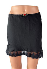 Urban Outfitters Out From Under Black Floral Lace Trim Mini Slip Skirt Size M Photo 0