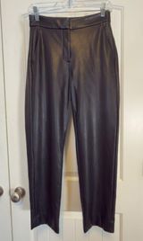 J.Crew Kate Faux‎ Leather Straight Leg Pants Black High Rise Size 0 Chic Trendy Photo 0