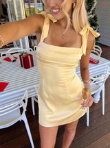 Beginning Boutique Akira Yellow Tie Mini Dress Photo 0