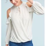 Anthropologie Maeve Liesel Cold Shoulder Top Large Light Mint Green Photo 0