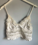 Zara Boho Festival Bralette Crop Top Lingerie XS Beige Cream Ruffle Dainty Photo 0