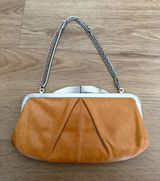 Hobo Hayward Brown Leather Chain Strap Kisslock Clutch Shoulder Bag Purse Photo 0