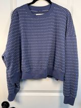 Aerie Blue Textured Dot Cropped Crewneck Sweatshirt- I also have the matching sh Photo 0