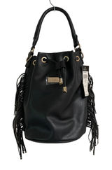 BCBG Paris‎ fringe bucket bag black vegan drawstring shoulder convertible NEW Photo 0