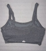 Alo Yoga Womens Ribbed Whisper Bra Tank Top Size S Gray Athleisure Yoga Workout Photo 0