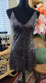 Free People Intimately Gold Rush Dark Combo Sequin Femme Fatale Disco Mini Dress Photo 0