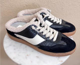 DOLCE VITA Women’s Black & White Faux-Shearling Lined Sneaker Mules Photo 0