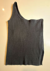 Nikka K Women’s Black Ribbed One Shoulder Asymmetrical‎ Tank Top XS Photo 0