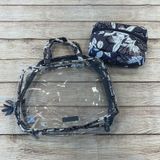 Vera Bradley Imperial Leaves Clear Travel Tote and Quilted Cosmetic Bag Set Gray Photo 0