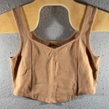 205 | Aerie Ribbed Corset Seam Crop Tank Top Tan Women XL Boho Summer Y2K Photo 0