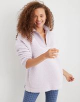 Aerie Lavender Sherpa Quarter Zip Photo 0