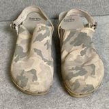 Earth Camo Leather Wood Clogs Women 11 Gray Studded Slingback Comfort Shoes EUC‎ Photo 0