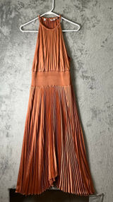 A.L.C. Renzo II Burnt Terracotta Pleated Halter Midi Dress Sleeveless Size 8 Photo 0