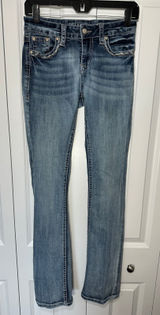Grace in LA Jeans Womens 25 Blue Bootcut Bull Skull Embellished Pocket Western Photo 0