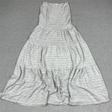See You Monday Dress Womens Small Gray Striped V-Neck Maxi Jersey Sundress Photo 0