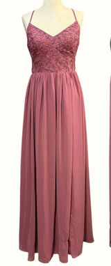 Azazie 10 Mauve Pink Lace Beaded Maxi Dress‎ Formal Gown Prom Bridesmaid Wedding Photo 0