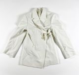 COS Cotton Woven Textured Collared Lapel Wrap Structured Blazer Jacket White 10 Photo 0