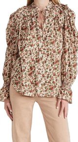 Free People Floral Blouse in Orange and Green vintage combo Photo 0