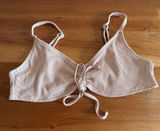 Aerie Ribbed Scoop‎ Bikini Top Blush Pink Cinched Tie Front Size Medium Photo 0