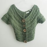 Anthropologie Sleeping On Snow Wool Crochet Off Sholder Cropped Chunky Sweater Photo 0