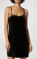Equipment NWT Joenna Velvet‎ Viscose Silk Slip Dress Medium Leopard Print Photo 0