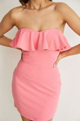 One and Only Collective Strapless Off the Shoulder Pink Mini Dress Size M NWT Photo 0