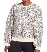Calia by Carrie Cream & Black Dotted Sweatshirt Crew Neck Relaxed Fit Photo 0