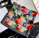 Colorful Cat Print Satin Square Scarf Headscarf Shawl Neckerchief Bandana - NEW Photo 0
