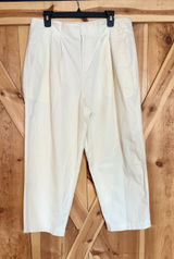 Abercrombie & Fitch 100% Cotton High Rise Wide Leg Pleated Trousers Cream 32S Photo 0