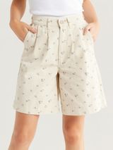 NWOT Damson Madder Anthropologie floral High waist denim Novah Shorts - Cream 8 Photo 0