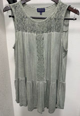 Artesia Sleeveless Tiered Boho Tank Top with Lace Detail-L Photo 0