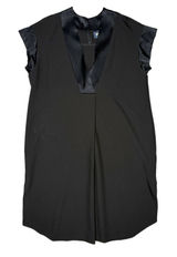 Maeve by Anthropologie XL Sleeveless Black Shift‎ Dress Pleated Front Satin Trim Photo 0