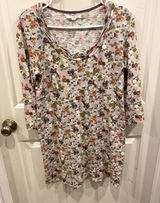 Boden Floral‎ Empire Waist Mini Dress Floral 3/4 Sleeve Slub Knit 8 Cottagecore Photo 0