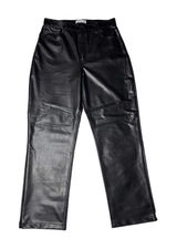 Abercrombie Curve Love 90s Straight Vegan Leather Pants High Rise Black 32 14R Photo 0