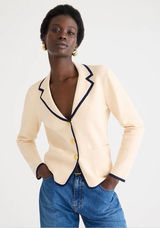 J Crew Contrast Trim Waisted Sweater-Blazer Knit Cream Womens Size S Photo 0