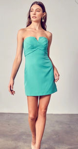 DO+BE Dress Green Mini Strapless Photo 0