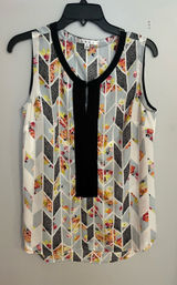 CAbi Floral Chevron Print Sleeveless Tank - White, Black, Yellow, Pink Photo 0