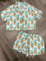 Bouffants and Broken Hearts Tropical Cocktail Pajama Set Size M Photo 0