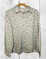 White Stag Floral Print Shirt Vintage Whimsical Garden Fairy size XL Long Sleev Photo 0