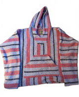 Vintage Baja Joe Surf Hoodie Mexican Blanket Pullover Pink Gray Black Large Photo 0